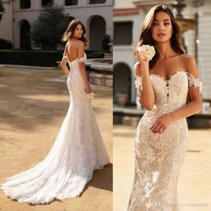 Seksowne sukienki ślubne Berta Berta z ramion Koronki Sexy Backless Stuns