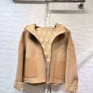 Womens Designer Double F Jacket new wool short hooded jacket double-sided with fashionable F bagpipe coat batch B131