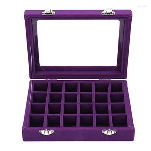 Jewelry Pouches 24Slots Organizer Box Compartment Storage Clear Lid Container For Bead Ring Display Multicolor