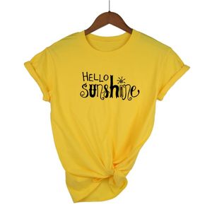 Camisetas para mujeres camiseta para mujeres hola sunshine camiseta para mujeres algodón amarillo cristianos cristianos talla de tamaño gráfica de verano tops