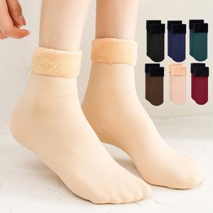 Socks Hosiery 6 PairsLot Winter Warm Solid Women Thicken Thermal Wool Cashmere Black Skin Seamless Snow Velvet Unisex Sox 221124