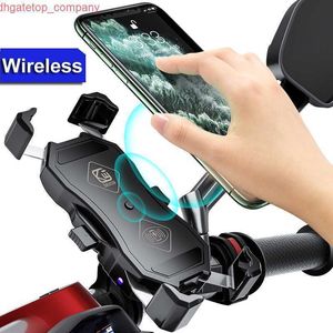 Car Motorcycle Mobile Phone Holder Mount with QC 3.0 USB Qi Wireless Charger for Scooter Motor Motorbike Smartphone Support Bracket