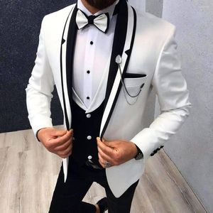 Men's Suits 3 Pieces Tailor Made Men 2022 For Wedding Shawl Lapel Custom Groom Tuxedo Jacket Vest With Pants Costume Homme