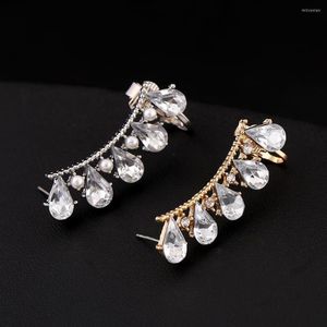 Backs Earrings ZLDYOU Beautiful Rhinestones Jewelry Women Gifts Drop Zircon Ear Cuff Fashion Imitation Pearls Earcuffs Big Clip