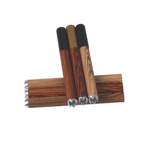 Mini Smoking Colorful Wooden Grain Aluminium Pipes Dry Herb Tobacco Catcher Taster Bat One Hitter Cigarette Filter Holder Mouthpiece Dugout Tube Tooth Digger Tip