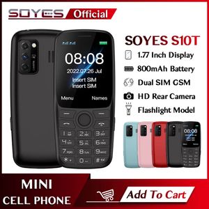 Orijinal Soyes 2G GSM Cep Telefonu 1.77 inç, 800mAh Kilidi Çift Sim Kart Bekleme El Flashlight Mp3 Arka Kamera Yaşlı Öğrenci için Küçük Cep Telefonu