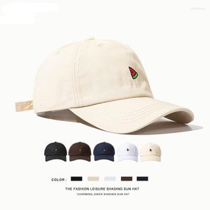 Basker 2022 vattenmelon broderi solid baseball cap kvinnor män koreansk stil enkel sunhat kvinna avslappnad justerbar mössa hatt