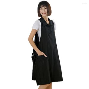 Aprons Black Sleeveless Apron With Pockets Salon Hairdressing Hair Cutting Cape Barber Workwear Household Cleaning Tools