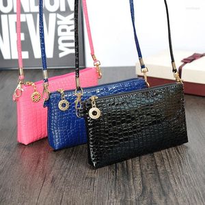 Evening Bags 2022 Fashion Women Messenger Bag Patent Leather Crocodile Crossbody Shoulder For Small Bolsos Mujer on Sale
