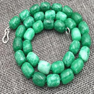 Fashion Jewelry 8x12MM Nature Green Emerald GEMS BEADS NECKLACE 18"