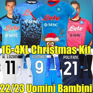 Xxxl xl SSC Napoli Christmas Soccer Jerseys Naples Halloween Maradona Lozano Osimhen Zielinski Limited Edition Football Shirt Maglia Rrahmani Kits Sock sets