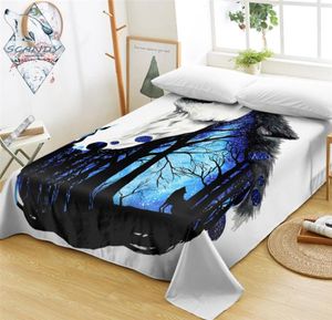 Arkusze ustawiają za tobą Scandy Girl Bed Howling Wolf Flat Sheet Night Forest Bedspreads Galaxy Animal Linen One Piece Queen