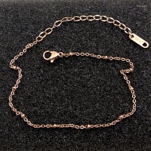 Anklets Fashion Stainless Steel Love Small Bead Ankle Bracelet Rose Gold Color Foot Chain Woman Girl Lady Gift