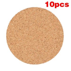 Table Mats 10Pcs Handy Round Shape Dia 9cm Plain Natural Cork Coasters Wine Drink Coffee Tea Cup Pad For Home Office Kitchen