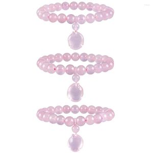 Strand Sunyik Pink Crystal Women Bracelets Bangles Round Gem Stone Stone With Lucky Fish pending ladies Girls Charms Jewelry