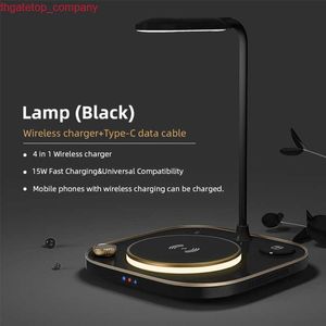 Car 15w Fast 3 In 1 Wireless Charging for IPhone Phone Watch Earphone Modern Led Office Desk Lamp Wireless Charger Lamp