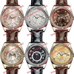 13 modello Orologio da uomo Fashion 2813 orologio meccanico automatico 326135 quadrante 42mm acciaio inossidabile oro rosa vetro zaffiro cinturino in pelle marrone orologio da polso 326138 orologi