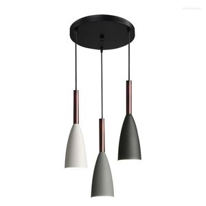 Pendant Lamps Nordic Modern Macaron Creative Three Head Dining Table Chandeliers