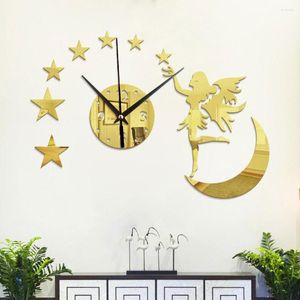 Relógios de parede Angel Star Moon Acrílico Home Decoração Relógio GZ091