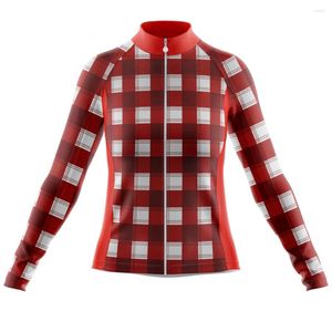 Racingjackor Hirbgod Red Women's Cycling Jersey Outdoor Keep Warm Dry Mesh Ciclismo l￥ng￤rmad cykelkl￤der Vindt￤t Slim Top