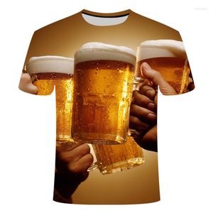 T-shirt da uomo Novità T-shirt a maniche corte Beer Man Series Stampa Estate e Top da donna Casual di alta qualità O-Collo Tessuto a doppia altezza Marrone