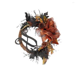 Dekorativa blommor Flower Halloween Wreath Mesh Wicker Hanging Round Form Garlands H￤lsning H￤nger Decoration Pendent Party Favors Bar