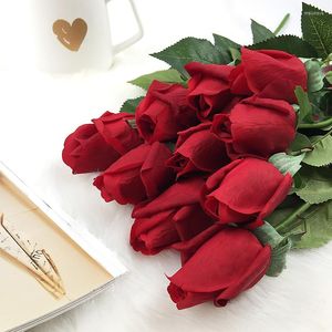 Декоративные цветы 10 шт/сет настоящие прикосновения розовые бутоны искусственные свадебные розы свадебные букеты дома
