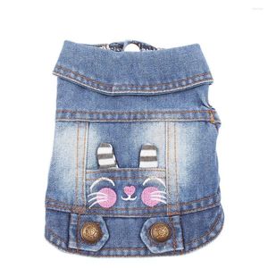 Dog Apparel Pet Jeans Jacket Cute Face Blue Denim Coat Vest Puppy Clothes 6 Sizes 2 Design