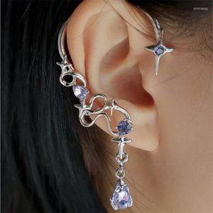 Sırtlar Küpe Moda Metal Metal Düzensiz Üzüm Mor Kristal Kadın Twining Starlight Tasarım Earclip Absered Hastenak