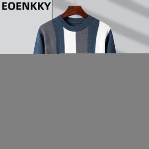 Męskie swetry High End Luksusowa marka Knift Pullover Autumnwinter100%wełniany pasek ciepłej jakości Sweter projektant trendów odzież 221124