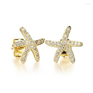 Stud Earrings Starfish Stars Children Lovely Jewelry Gift Yellow Gold Filled Girls Fashion Animal