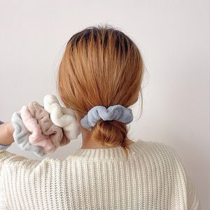 Cute Big Elastic Hair Bands for Women Winter Velvet Hair Ring Rope Girl Ladies Grey Brown Color