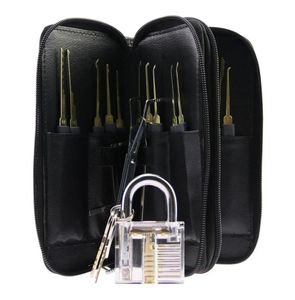 Slotenmakersgereedschap 24 -delige goso lock picking tool oefening set met transparante hangslot lockpick2572