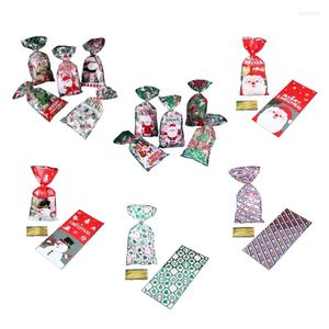 Juldekorationer Merry Candy Bag med Twisted Ties Set Packaging Pouch Supplies for Kids Birthday Festival Party Favor Packag