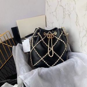 Borse a secchiello grandi Borsa con coulisse Borse a tracollaCon catena Borsa a tracolla trapuntata in metallo color oro per borsa da donna Ladi digner shopping borse da donna