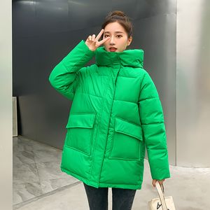 Women's Down Parkas Autumn Winter Thicken Warm Medium Long Chic Parka Women Casual Sweety Solid Color Big Pocket Loose Hooded Coat Jackets Outwear 221124