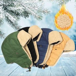 Berets Women Men Ski Hat Winter Cotton Earflap Bonnet Russian Ushanka Trapper Bomber Hats Snow Caps