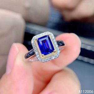 Cluster Rings KJJEAXCMY Boutique Jewelry 925 Sterling Silver Inlaid Natural Sapphire Ring Trendy Ladies Lovely Support Testing