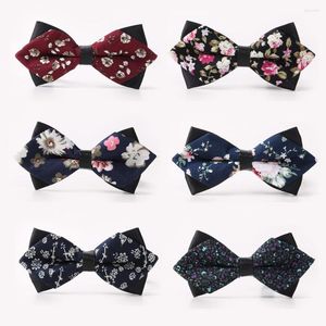 Bow Ties Çiçek Baskı Tasarımı Erkekler Kravat Pamuk Moda Boyun Gül Çiçek Düğün Partileri Bowtie Evlilik Gömlek Aksesuarları