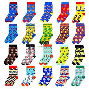 Herrensocken, 5 Paar, lustig, modisch, Baumwolle, Obst, Pizza, Meeresfrüchte, Soldat, Krone, kreativ, Anime, mit Aufdruck, lang, Mann, hoch