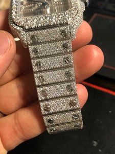 moissaniteLuxury Designer Custom Skeleton Silver Moissanite Diamond Watch Pass Tested Quartz Movement Top Men's Full Frozen Sapphire2023