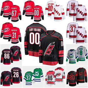 カロライナホッケー '' ''ハリケーン8ブレントバーンズジャージーリバースレトロ37 Andrei Svechnikov 20 Sebastian Aho 86 Teuvo Teravainen 31 Frederik