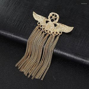 Men's Suits Gold Pure Metal Tassel Long Brooch Rhinestone Chain Lapel Pin For Men's Suit Shirt Badge Brooches Pins Accessories
