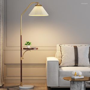 Floor Lamps Vintage Style Pleated Solid Wood Living Room Bedside Study Standing Lamp Bedroom Lights Home Deco