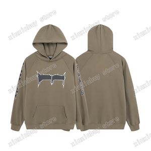 xinxinbuy erkekler tasarımcı kapüşonlu sweatshirt paris yok edilmiş mektuplar baskı cep delikleri kadınlar siyah beyaz kahverengi xs-l