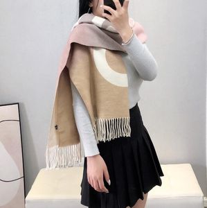 Luxury Cashmere Designer Scarf for Women - Warm Knitted Pashmina Shawl with Letter Pattern, Suitable for Spring & Winter