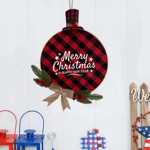 Decora￧￵es de chirstmas Cross fronteira nova coroa de natal Wreath Home Decoration Pingente Red Black Grid Bamboo Factory Outlet Home Festive Party Fester Supplies