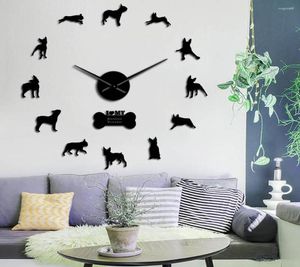 Reloj de pared reloj con manos grandes de aguja boston terrier raza de perro arte decoración del hogar gran gigante