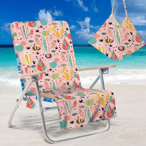 Sandalye, sevimli flamingo bitki baskı plaj kapağı yaz mikrofiber recliner 150x73cm küçük boyutlu güverte havlu