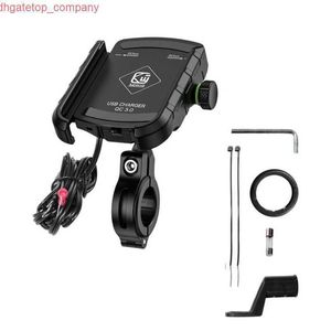 Bilmotorcykeltelefonhållare med QC 3.0 USB -laddare för iPhone 13 12 Mini Pro Samsung Motorbike GPS Stand Bracket mobiltelefonmontering